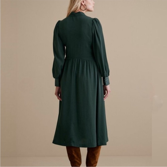 NWT Soft Surroundings Dark Green Long Sleeve Dress - Picture 2 of 9